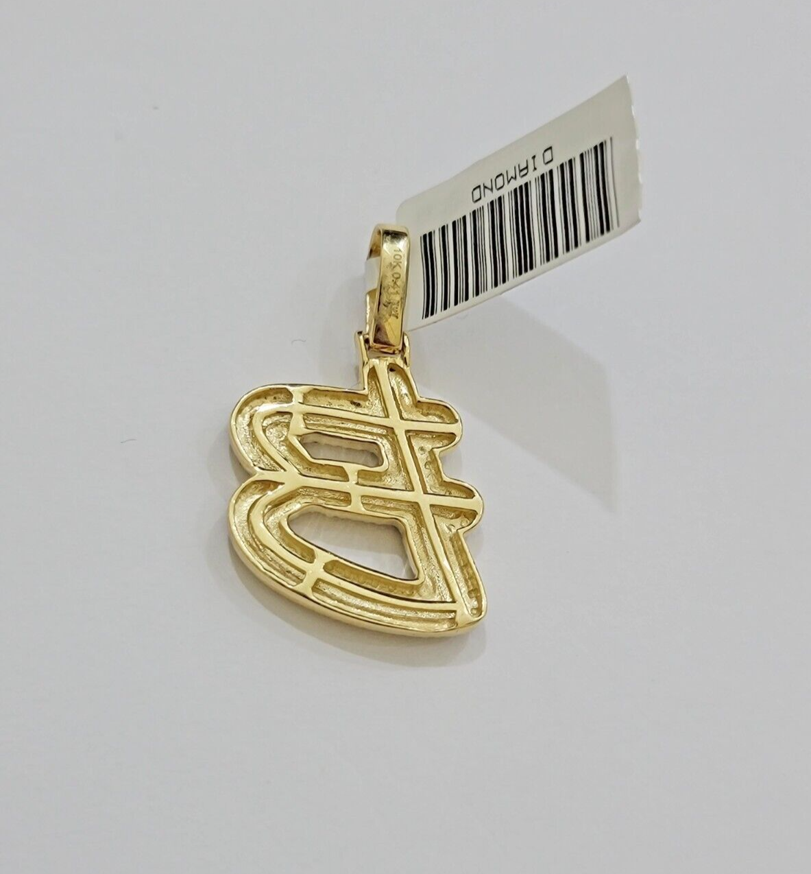 Real 10k Yellow Gold B Charm Pendant Letter Initial With Diamonds For Mens