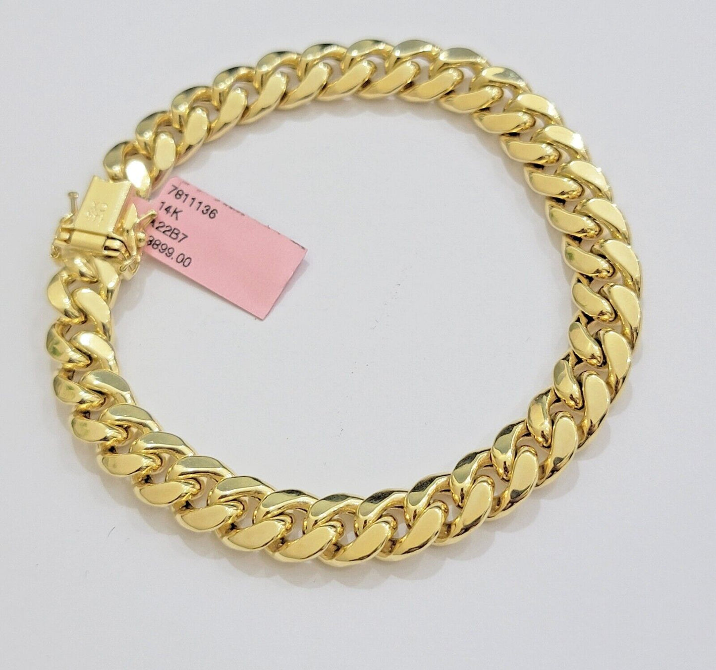 Solid 14k Gold Bracelet 9mm Miami Cuban Link 8.5 inch Mens Real 14kt Yellow Gold