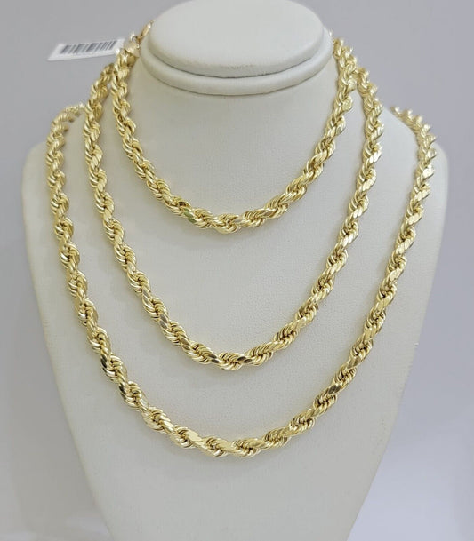 Real 10K Yellow Gold Rope Chain 6mm Necklace 20 in 22 in 24 in 26 in 28 in 30 in