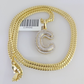 10K Solid Gold Miami Cuban Chain SET Diamond C Initial Charm 18"-26" 2.5mm