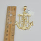 Real 10k Yellow Gold charm Pendant Anchor Cross 2.5 Inch For Men's 10KT / CAL