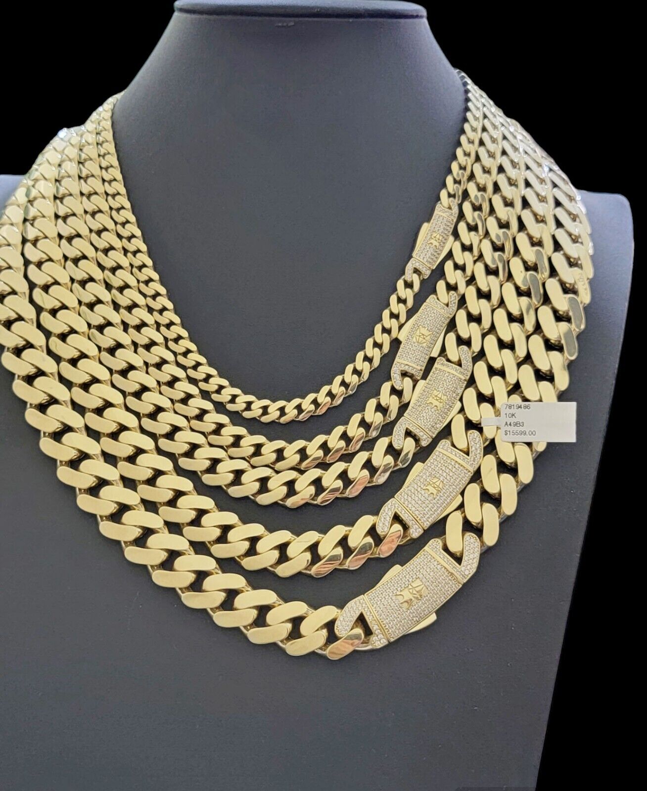 Real 10k Yellow Gold Necklace Link Chain Royal Cuban 7mm- 15mm 20 22 24 26 Inch