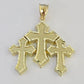 10k Jesus Triple Cross Charm Pendant Roman Religious REAL 10Kt Yellow Gold