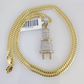 10K Solid Gold Miami Cuban Chain SET Diamond Plug Charm 18"-26" 2.5mm Necklace