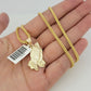 Real 10k Gold Chain Pendant SET Franco Necklace Praying Hand Charm 2.5mm 18"-24"