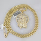 10k Gold Byzantine Chain Jesus Head Pendant SET REAL 10kt 3mm 18"-28" 10Kt