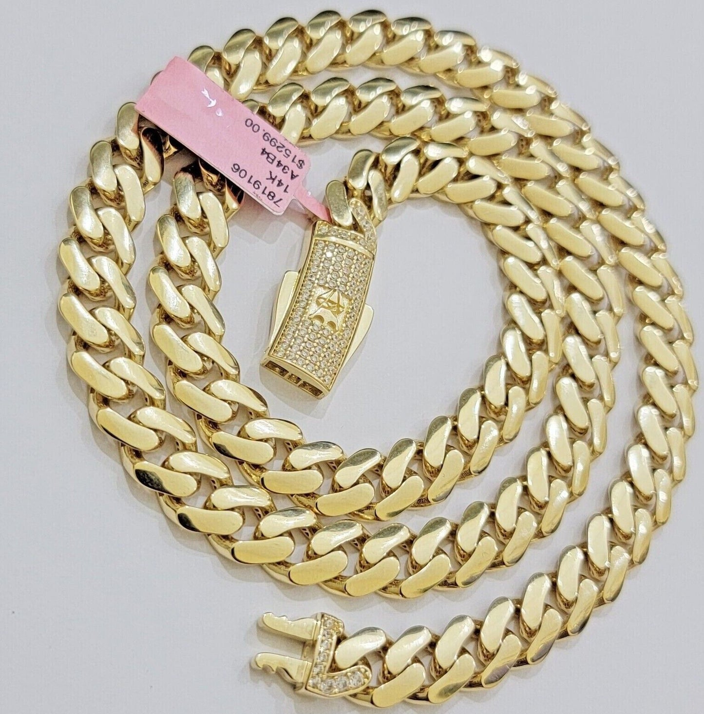 Real 14K Yellow Gold Chain Necklace Royal Monaco Cuban Link 9mm 20"- 26" Hollow