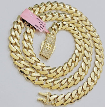 Real 14K Yellow Gold Chain Necklace Royal Monaco Cuban Link 9mm 20"- 26" Hollow