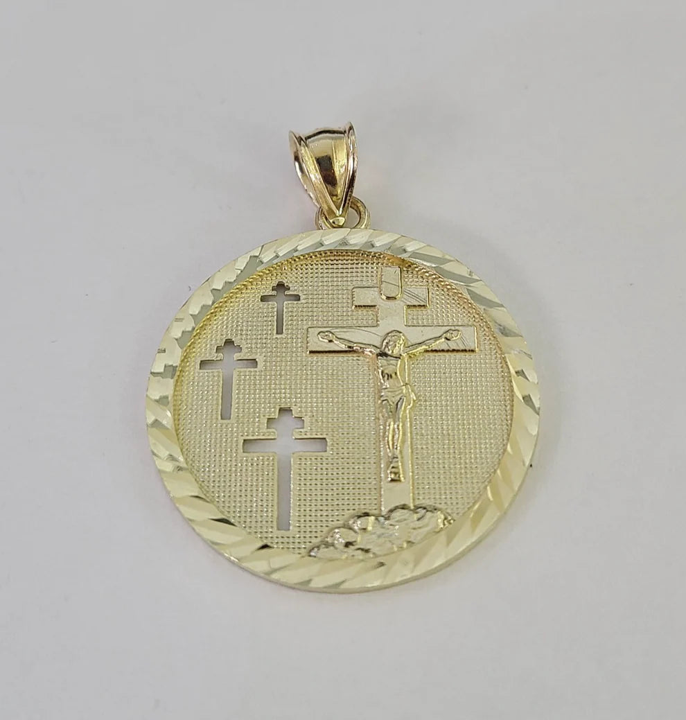 10k Jesus Crucifix Charm Pendant Medallion Religious REAL 10Kt Yellow Gold Real