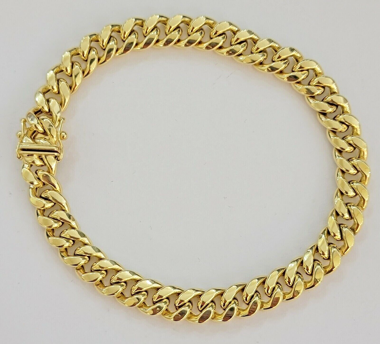 Real 14k Yellow Gold Bracelet 8 Inch Miami Cuban Link 8mm Mens 14kt Box Lock