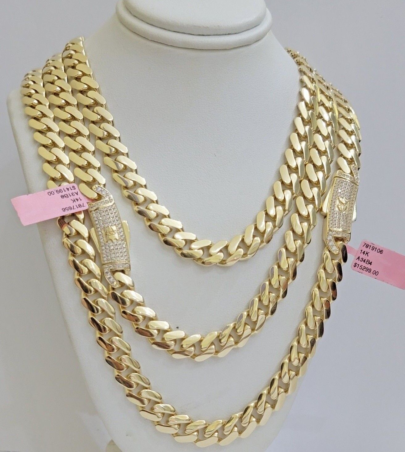 Real 14K Yellow Gold Chain Necklace Royal Monaco Cuban Link 9mm 20"- 26" Hollow