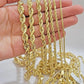 14k Yellow Gold Rope Chain Necklace SOLID 18-30 Inch 3mm-10mm Diamond Cuts, REAL