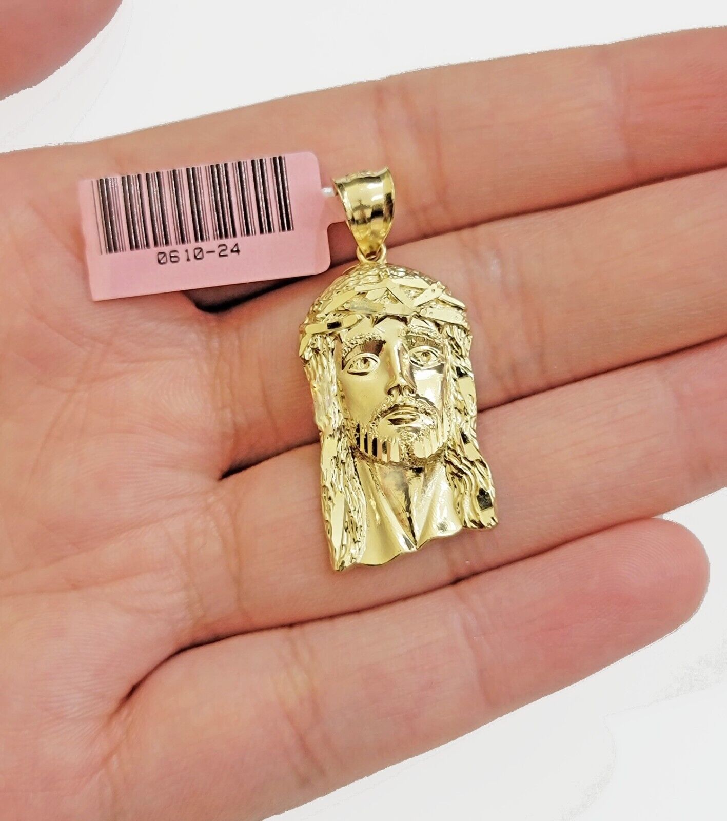 Real 14k Gold Charm Pendant Jesus Face for chains , Men Women, 14kt Yellow Gold