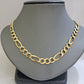 Figaro Link Chain Real 10k Yellow Gold 8mm Necklace 18- 30 Inch Solid Two Tone