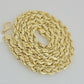 10K Yellow Gold Rope Chain Necklace 7mm 24 Inch REAL 10kt Diamond Cuts For Mens