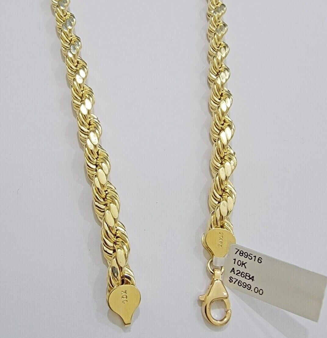 Real 10k Yellow Gold 8mm Rope Chain Necklace 18 in- 30 Inch Diamond Cuts 10kt