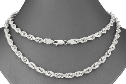 Real 10K White Gold Rope Chain 6mm  Necklace  20-24'' Inches Lobster Lock 10kt