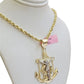 REAL 14k Gold Rope Necklace Anchor Charm Pendant SET SOLID 4mm 24 Inch Necklace