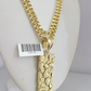 Real 10k Yellow Gold chain & Nugget Charm Pendant SET Necklace 3mm Byzantine 28"