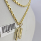 10k Gold Initial N Charm Rope Chain 16"-26" 2.5mm SET Necklace Alphabet Pendant
