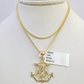 10K Solid Franco Chain Jesus Anchor Pendant Charm Necklace 16"-22" 1mm Gold