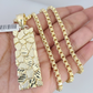 Real 10k Yellow Gold chain & Nugget Charm Pendant SET Necklace 3mm Byzantine 28"