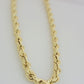 10K Yellow Gold Rope Chain Necklace 7mm 26 Inch REAL 10kt Diamond Cuts, Men's