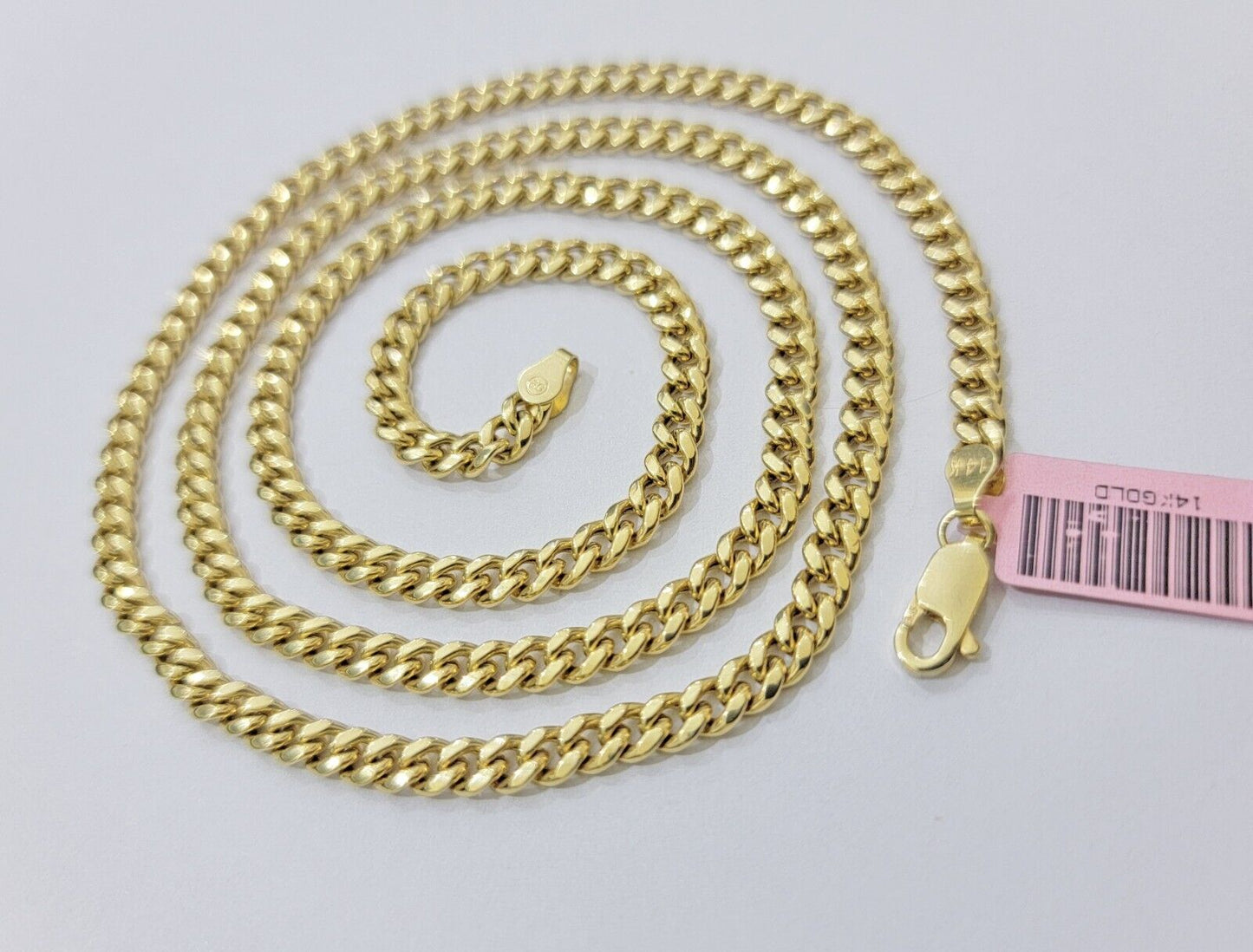 Real 14K Yellow Gold Chain Necklace Miami Cuban Link Chain 4.5mm 18" - 26'' Inch