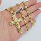 Real 10k Gold Cross Charm pendant Necklace SET 5mm Miami Cuban Link chain 18-28"