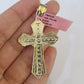 Real 14k Yellow Gold Cross Charm Pendant 14kt Jesus Crucifix With Stone For Mens