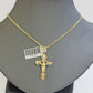 Real 10k Gold Franco Chain Jesus Cross Charm Pendant Necklace SET Men Women