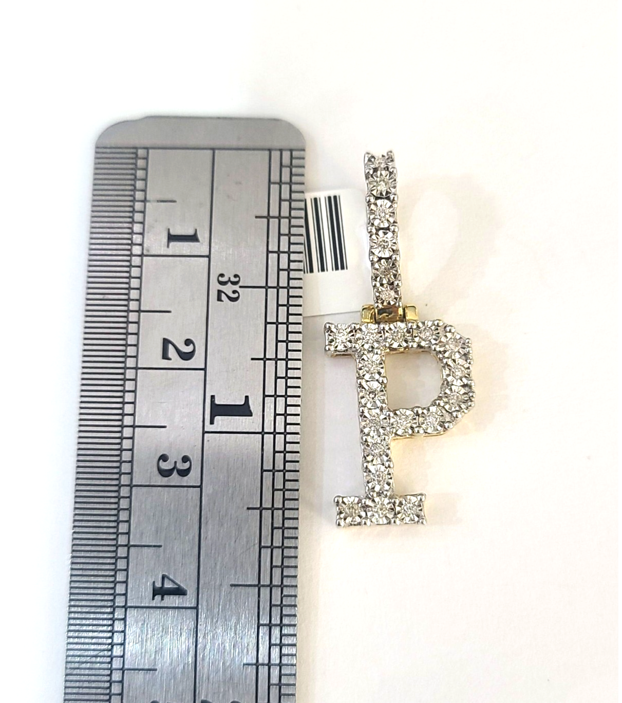 10k Rope Chain P Diamond Initial Charm Necklace Pendant Set 2mm 18"-24" Gold