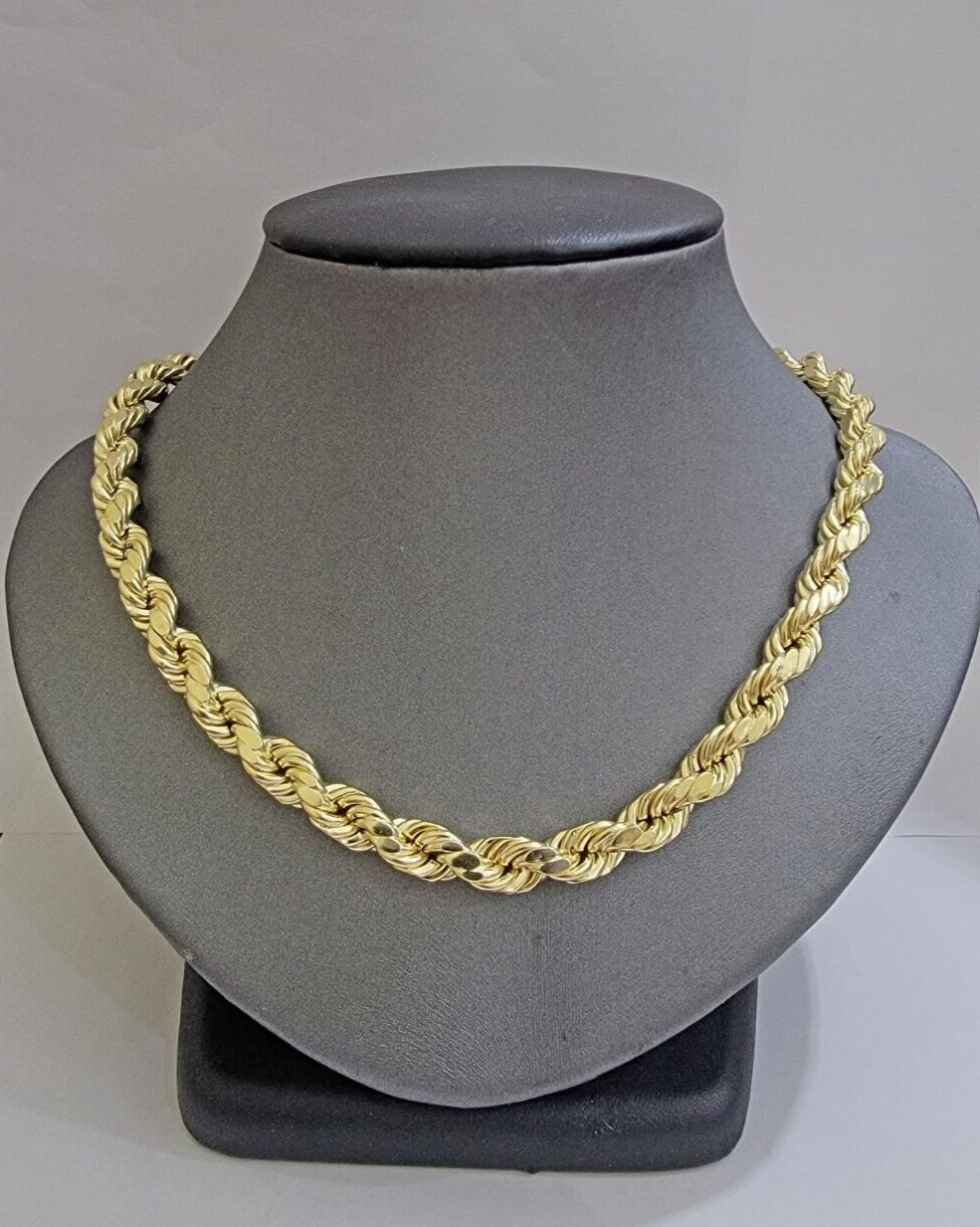 10k Yellow Gold Rope Chain Necklace 22 Inch 8mm Diamond Cuts Men's REAL 10KT