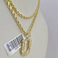 10k Gold Initial U Charm Rope Chain 16"-26" 2.5mm SET Necklace Alphabet Pendant