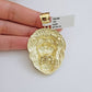 Real 10k Yellow Gold charm Pendant Lion Head 2 Inch For Men's 10KT / CAL
