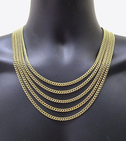 Real 10K Yellow Gold Miami Cuban Chain 5mm Necklace 18-28'' Inches Lobster 10kt