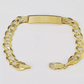 Real 10k Yellow Gold Bracelet Mens Cuban curb Link ID Name Plate Solid 13mm 9"