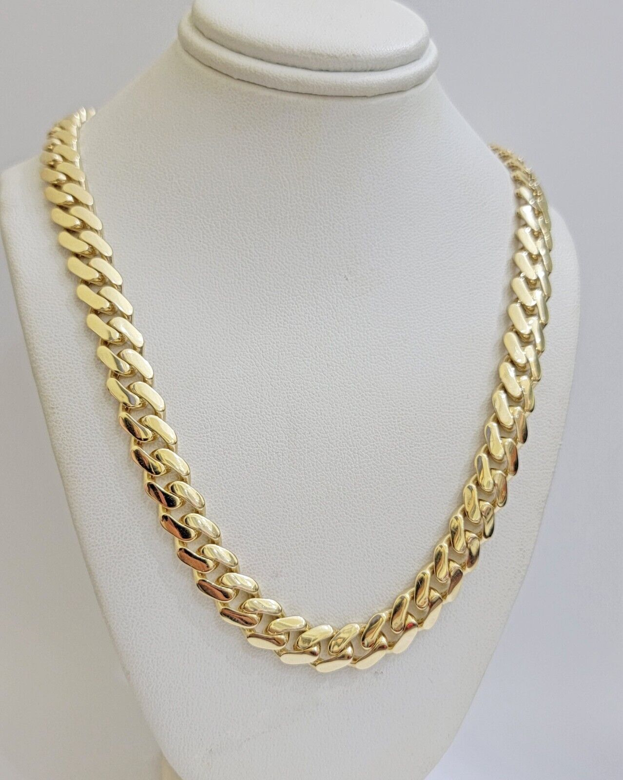 Real 14K Yellow Gold Chain Necklace Royal Monaco Cuban Link 9mm 20"- 26" Hollow