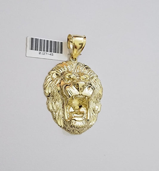 Real 10k Yellow Gold charm Pendant Lion Head 2 Inch For Men's 10KT / CAL