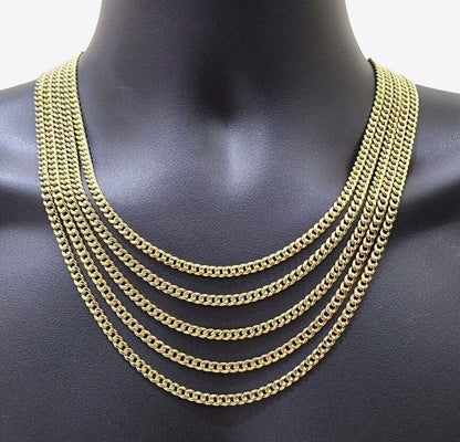 Real 14K Yellow Gold Chain Necklace Miami Cuban Link Chain 4.5mm 18" - 26'' Inch