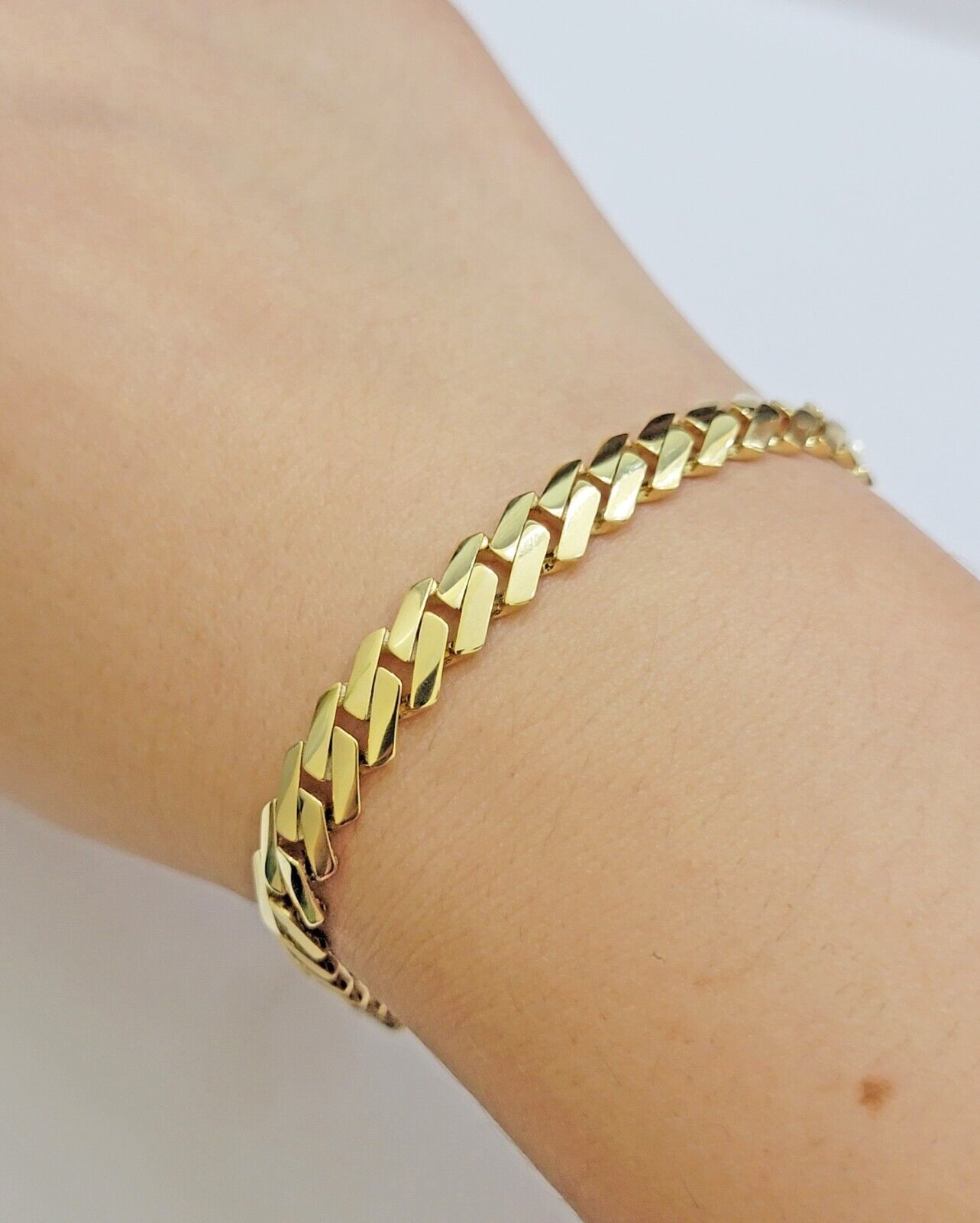 10k Yellow Gold Bracelet Ladies 7.25 Inch Royal Monaco Cuban Link 7mm For Women