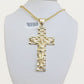 REAL 10k Gold Cross Pendant Franco Chain Necklace 20"- 26" SET & Jesus Crucifix