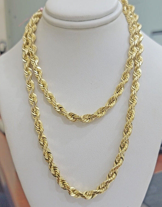 10k Gold Rope Chain Necklace 6mm 24 Inch SOLID Mens 10kt Yellow Gold Strong,REAL