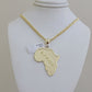 Real 10k Gold Chain & AFRICA Map Charm Pendant SET 24 Inch Cuban Link Necklace