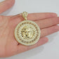 Real 10k Yellow Gold Charm Pendant Circular Round Head With Stones Unique Design