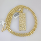 Real 10k Yellow Gold chain & Nugget Charm Pendant SET Necklace 3mm Byzantine 28"