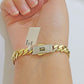 Real 10k Yellow Gold Bracelet Ladies 7.25 Inch 7mm Royal Monaco Cuban Link Women