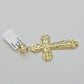 Real 10k Yellow Gold Cross charm Nugget Pendant 2 Inch For Men's 10 KT / AS