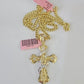 Real 14k Chain Cross Charm Set Miami Cuban Link 4mm Necklace Pendant 20"