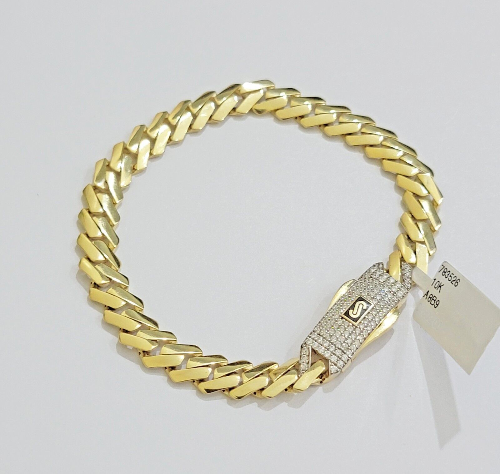 Real 10k Yellow Gold Bracelet Ladies 7.25 Inch 7mm Royal Monaco Cuban Link Women